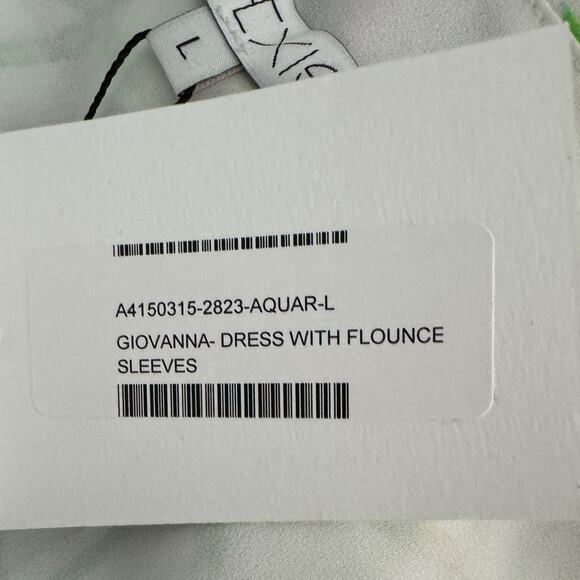 Alexis Giovanna Flounce Bell Sleeve 100% silk watercolor Mini Dress size US 8-10 - Picture 8 of 10